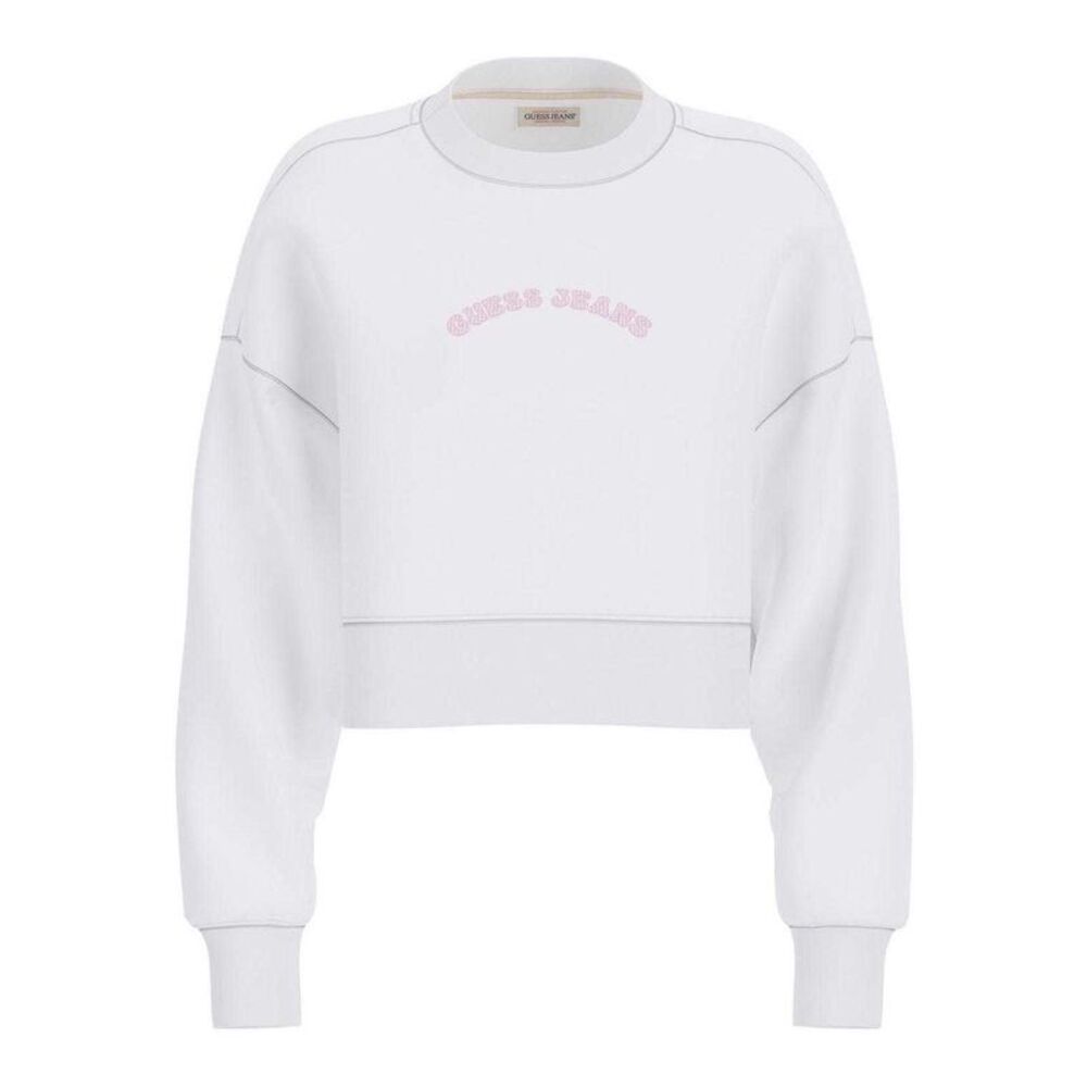 Guess Womens/Ladies Logo Crop Sweatshirt / White